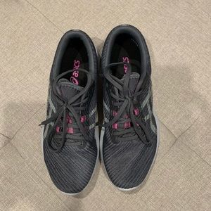 ASICS gray and pink tennis shoes
